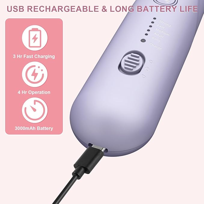 4 Pack Professional 9-in-1 Nail Drill Kit, Electric Nail File, Cordless 5 Speeds for Effortless Nails Care,Purple