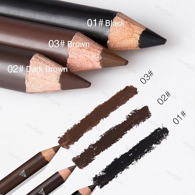 Ownest 6 Pcs Black Eyebrow Pencil Set, Wooden Eyebrow Pen for Women, Waterproof Long Lasting Brow and Eyeliner Pencil With Brush, Beginner Makeup Brow Pencil, Natural Eyes Brow Makeup Pen