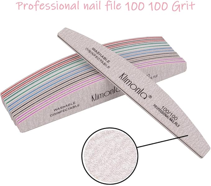 50PCS Gray Professional Nail Files 80/100/150/180/240 Grit, Emery Boards Nail Files for Natural Nails and Acrylic Nails, Double Sided Emory Boards limas para unas acrilicas Reusable Manicure Tools