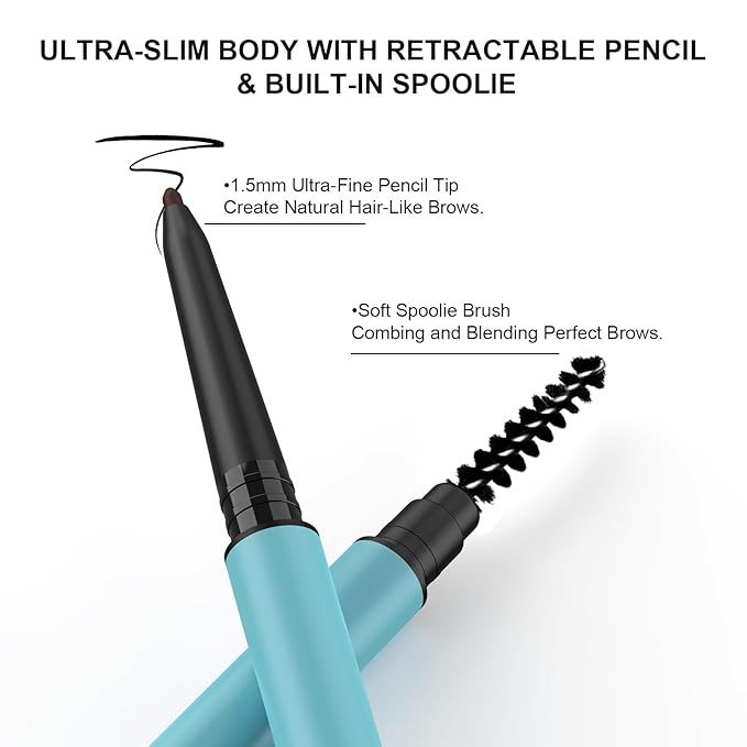 TurritopsisD Micro Brow Pencil 【2-Pack Taupe】 Eyebrow Pencil Waterproof Pro Long-Lasting Precision Micro-Tip Ultra-thin Built-in Soft Spoolie