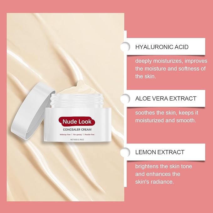 50g Nourishing Concealer Cream - Lightweight Hydrating Formula, Covers Dark Spots & Fine Lines, Evens Skin Tone, Vegan, Cruelty-Free