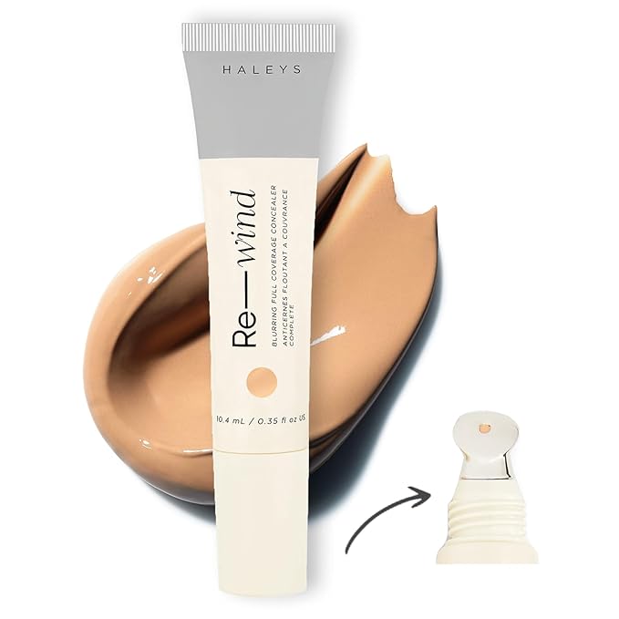 HALEYS Re-wind Full Coverage Brightening Concealer, Color Correcting Eye Concealer for Dark Circles, Fine Lines & Redness, Longwear, Non-Caking, Soft-Matte Finish, Blurring Concealers for Women
