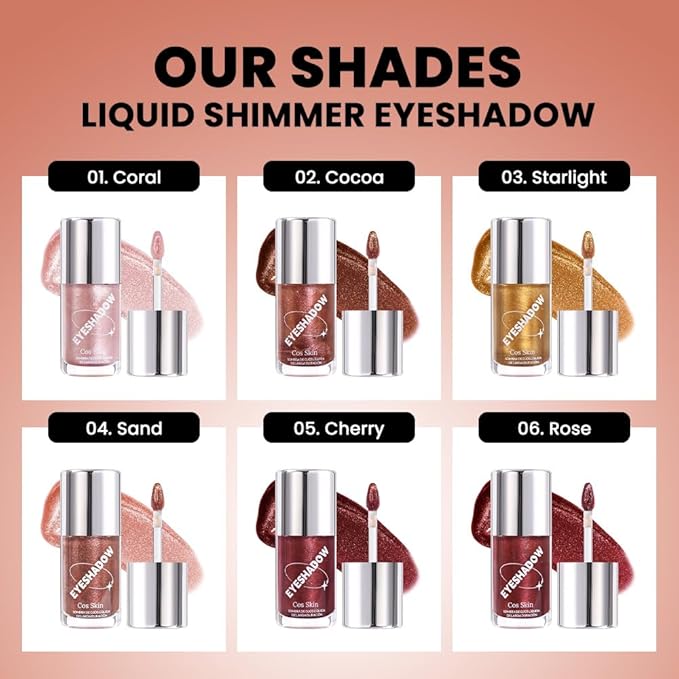 Cocoa Liquid Metallic Glittler Shimmer Eyeshadow, Longwear Eye Makeup For Older Women, Buildable Highly Pigmented & Blendable Eye Shadow Cream in Shimmer Finishes, Vegan & Cruelty-Free (Cocoa)