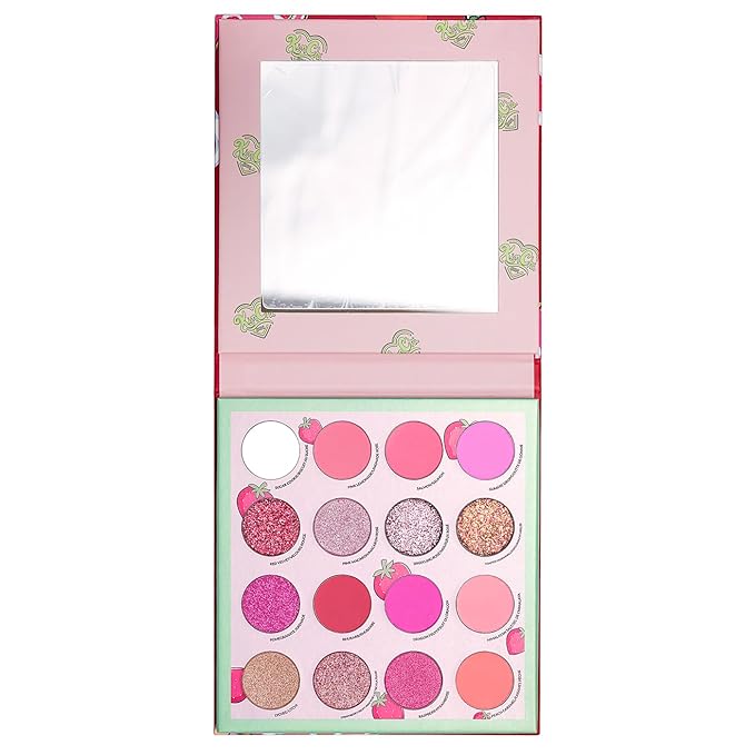 Kimchi Chic Donut Collection Eyeshadow Palette - 16 Matte, Pigment, & Glitter Shadows, Versatile for Day to Night Looks, Cruelty Free, Strawberries & Cream