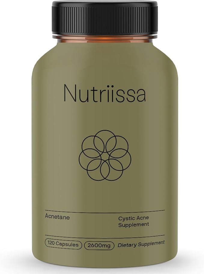 Nutriissa ACNEtane - Hormonal & Cystic Acne Control with Pantothenic Acid & L-Carnitine - EPEB Certified for Purity & Potency - 120 Vegan Capsules