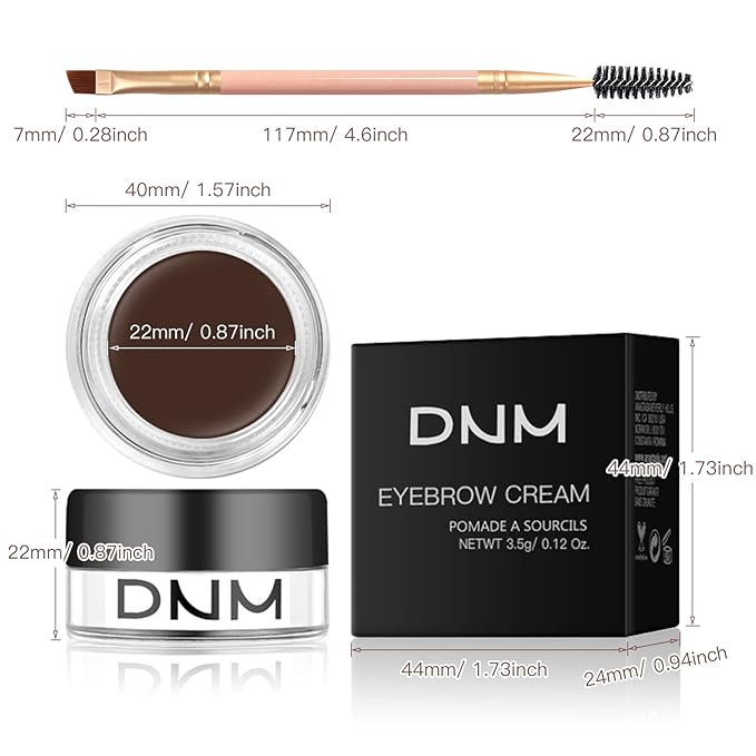 BEFIVECOK 2Pcs Brow Pomade Set with Dual-ended Eyebrow Brush, High pigment Water proof Natural finish Eyebrow Makeup Set with Eyebrow Brush for Women and Girls（03#）
