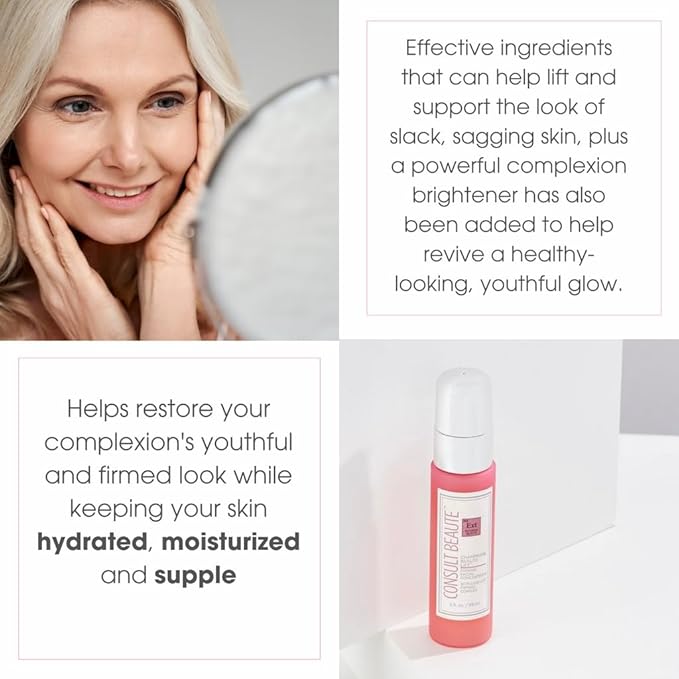 Consult Beaute - Champagne Lift Firming Serum Concentrate for Face - Anti-Aging - Accumulative Support for Sagging Skin - Hydrate & Reduce Fine Lines and Wrinkles - Daily Skin Treatment - 2 Fl Oz