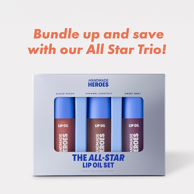 Handmade Heroes 100% Natural Vegan Lip Oil with Squalane Non-Sticky Lip Gloss Moisturizing, Shiny, Nourishing Korean Lip Gloss - Super Glaze (Clear)