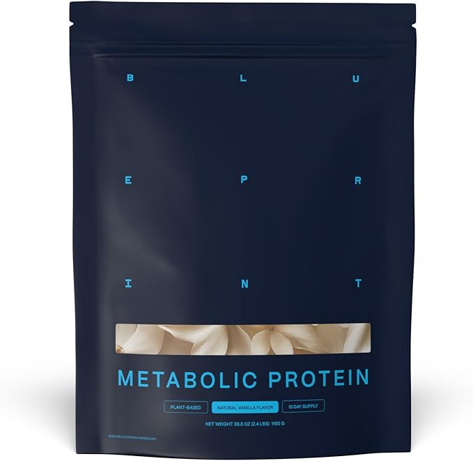 Blueprint by Bryan Johnson Vegan Protein Meal Replacement – Plant Based Hemp Protein with 27g Protein Per Serving – Low Calorie, Flavored Protein for Women & Men – Dairy Free – 15 Servings - Vanilla