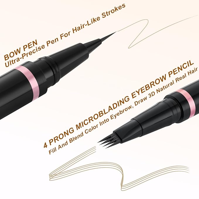 Eyebrow Pencil, 2-in-1 Waterproof Eyebrow Pen with 4 Tip Brow Pen and Ultra-Precise Brow Pencil, with Dual-ended Eyebrow Brush, Eyebrow Makeup for Natural Looking Eyebrows - Blonde