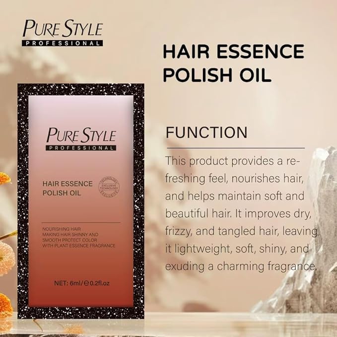 ysnstyle 5pcs Hair Essence Polish Oil, Anti-Frizz Curly Dry Hair, Luster Enhancing, Long-Lasting Fragrance, Nourishing Hair repair Treatment Serum for Smooth Shiny Hair, Travel Size 6ml/1packet