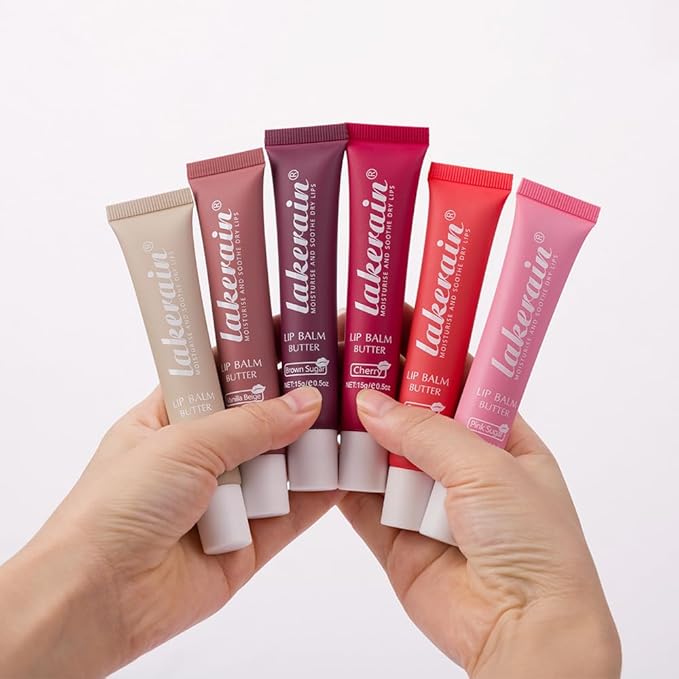 Lip Butter Balm - Ultra-Hydrating, Nourishing Lip Care with Natural Ingredients, Shea Butter & Olive Oil, Soothes & Softens Dry Lips (#6 Pink Sugar, 1)