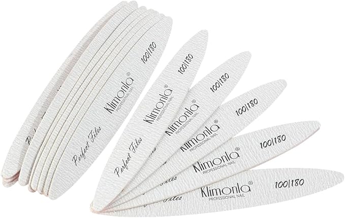 Klimonla 25pcs Professional Oval Nail Files Emery Board Set 100/180 Grit Dual-Grit Buffer Files for Natural & Acrylic Nails Tools Suit for Home Salon