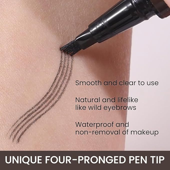 Kaely 2Pcs Eyebrow Pencils for Women, 4 Tip Magical Precise Waterproof Brow Pen, Microblading Eyebrow Contouring Pen, lapiz de cejas 3d Eye Brow Gel, 24h Smudge Proof,03 Black Brown