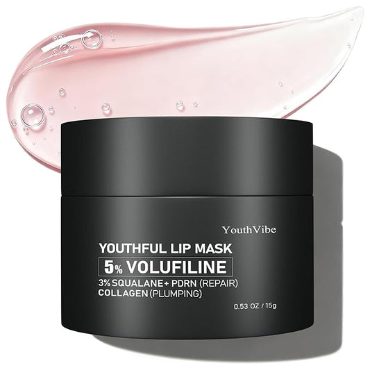YouthVibe Lip Sleeping Mask Overnight Moisturizing – 5% Volufiline, Squalane, Shea Butter, PDRN & Collagen Hydrating Lip Mask Treatment for Lip Care, Dry & Flaky Lips