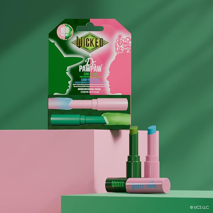 Dr. PawPaw Wicked Lip Balm Duo - Elphie, Glinda-Fied - Natural Balm with Aloe Vera - Gluten Free Lip Moisturizer to Soften and Hydrate - 2 pc