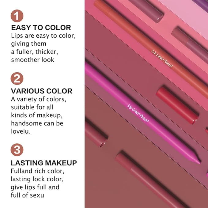 evpct 1Pcs Mauve Red Matte Long Lasting Lip Liner Pencils Makeup for Shaping & Sculpting Lips, No Transfer Long Wear Waterproof Pigmented Lip Liner lipliners Crayon Lipstick Pencil Sharpener 05
