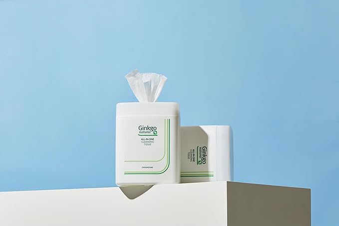 CHARMZONE Ginkgo Natural Cleansing Tissue, All-in-One Makeup Remover & Moisturizing Face Wipes, Gentle Botanical Formula, Mineral-Oil-Free, For All Skin Types, Flip-Top Container, 110 Sheets