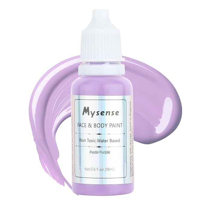 Mysense Pastel Purple Face Body Paint,Water Based Washable Face Paint,Non-toxic Cream Body Paint for Adults and Children,Purple Face Painting for Halloween SFX Ursula Costume Cosplay Makeup,0.6oz