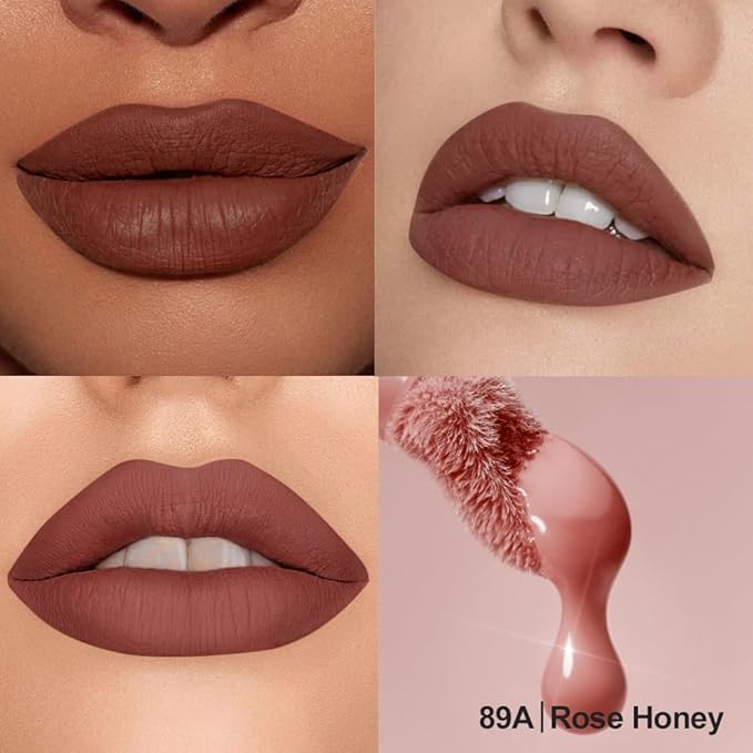 Soft Matte Liquid Lipstick in Dusty Rose Mauve, High Pigment Full Coverage Matte Lip Color, Waterproof Smudge-Proof Non-Transfer Lightweight Liquid Lipstick for Long-Wearing Everyday Makeup 88A
