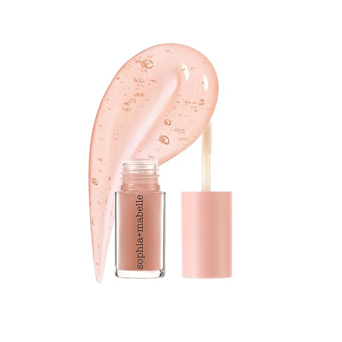 Sophia + Mabelle Hydrating Fruit Lip Oil – Lightweight, Non-Sticky, Tinted Gloss Oil – Nourishing, High-Shine, Flavored Lip Treatment – Yuzu, Lychee, Mango – 3.7g (Yuzu (Nude), Standard)