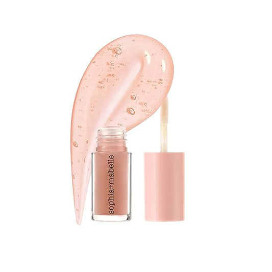 Sophia + Mabelle Hydrating Fruit Lip Oil – Lightweight, Non-Sticky, Tinted Gloss Oil – Nourishing, High-Shine, Flavored Lip Treatment – Yuzu, Lychee, Mango – 3.7g (Yuzu (Nude), Standard)