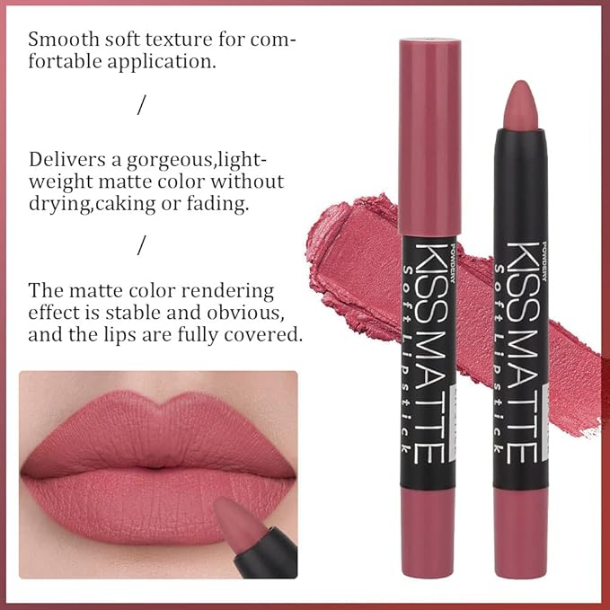 BINGBRUSH 3 Colors Longwear Lipstick Pack Set, Matte Color Stick Ultimate Lip Crayon for Makeup Collection - Nourishing Waterproof Velvet Lipgloss Lip Stain (05# 06# 09#)
