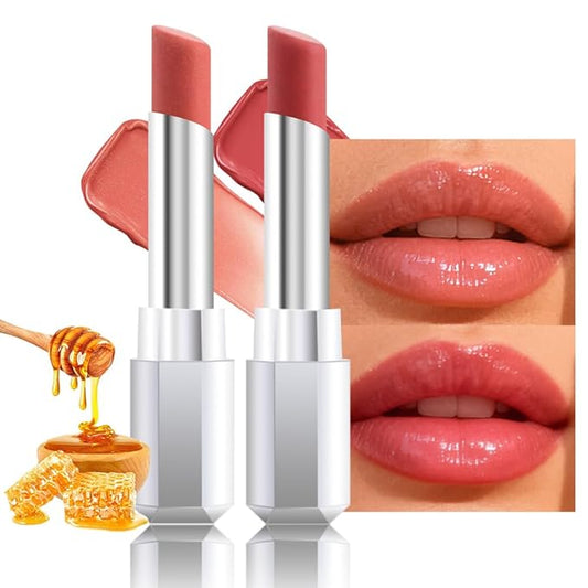 Lip Tinted Lipstick, Moisturizing Shine Balm, Glossy Finish, All Skin Tones (03&04, 1Pcs (Pack of 2))