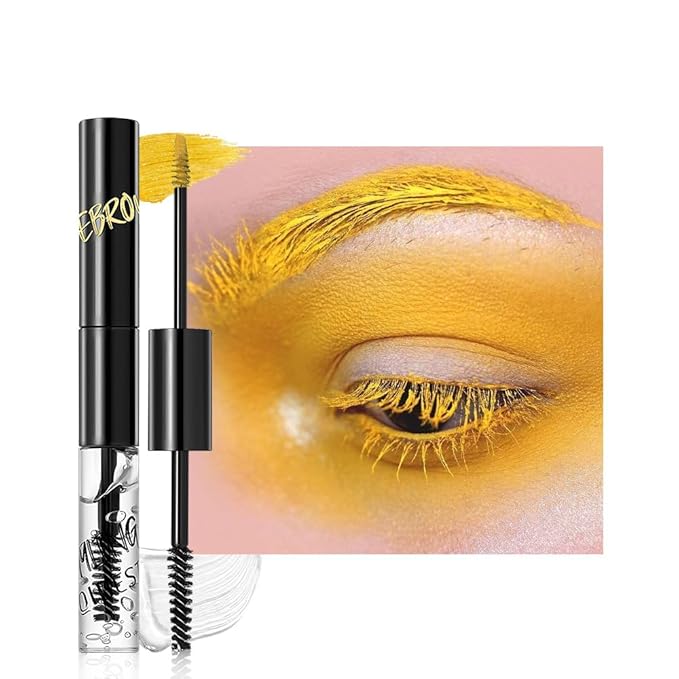 2in1 Semi-Permanent Eyebrow Gel & Lamination Gel, Eeybrow and Lash Gel, Lightweight and Waterproof Tinted Brow Gel For Up To 24HR Hold, Built-In Styling Comb - Clear Eyebrow Gel (02#Yellow)