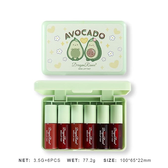 6 Colors Lip Tint Stain Set, Korean Lip Gloss, Mini Liquid Lipstick, Lip Tint Set, Lip Stain Long Lasting Waterproof, Non-Stick Cup, High Pigment, Cute Stuff, Lip Makeup