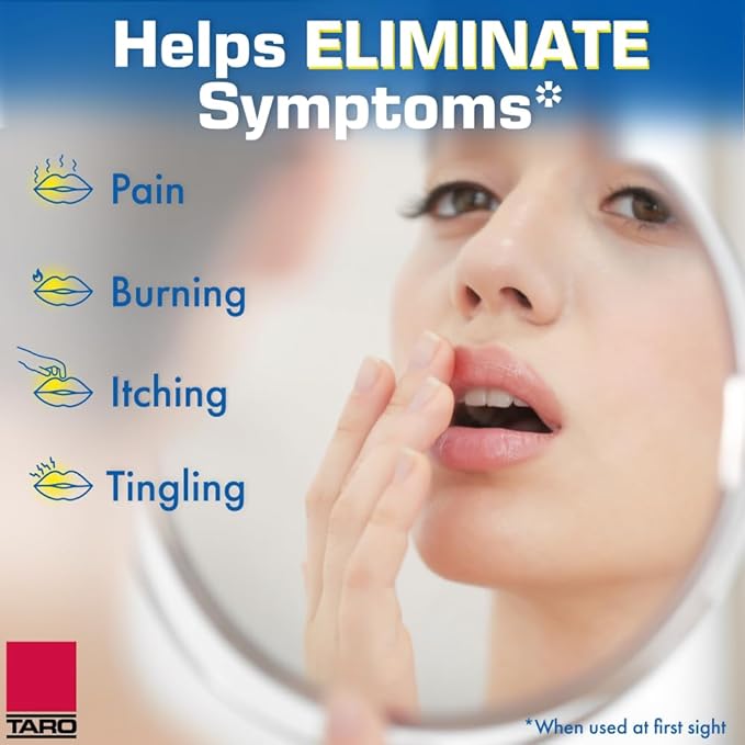 TARO Cold Sore & Fever Blister Treatment - Fast-Acting Docosanol 10% Cream - Cold Sore & Fever Blister Treatment for Lips, Anti-Itch Formula for Effective Relief and Healing - 0.07 oz (2 Pack)