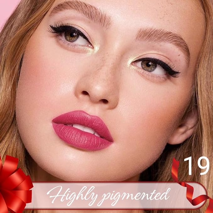 Captivating Red Matte Lip Liner Crayon with Sharpener - Waterproof Smudgeproof Long-Wear Lip Pencil, Creamy Pigmented Lip Crayon for Women, 12HR Stay Silky Velvet Lip Liner 19#