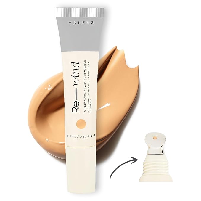 HALEYS Re-wind Blurring Full Coverage Concealer, Medium Tan - Warm, Cream, 1 oz