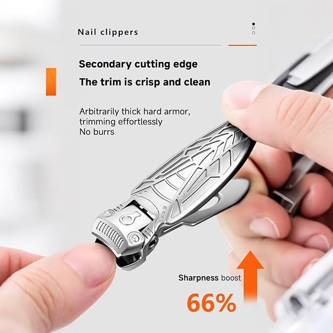 Duo la me Stainless Steel Nail Clippers Set 3 in 1 Toenail and Fingernail Clippers with Nail File, Manicure and Pedicure personnal Care Tool Thick toenail Cutter for Men, Women, Seniors, Gift