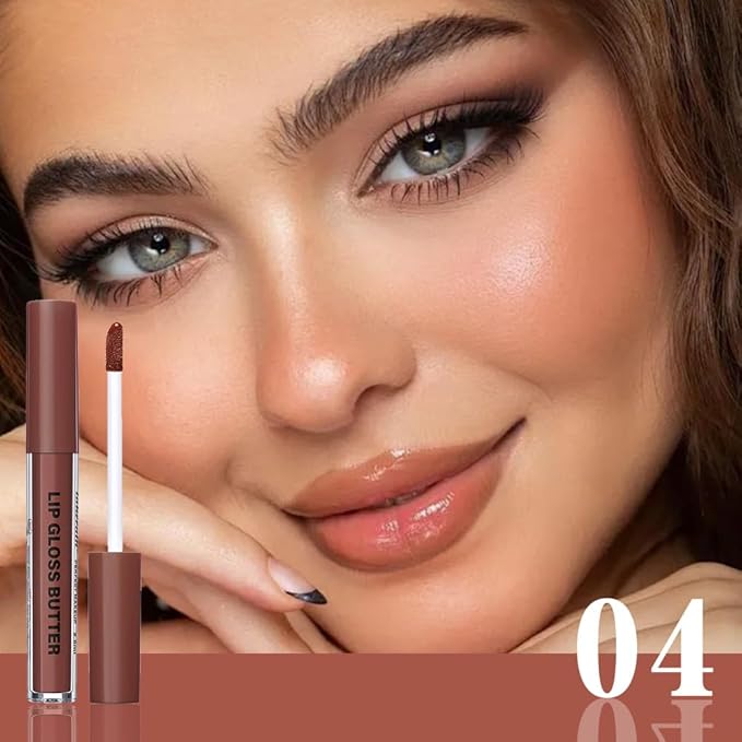 Honey Butter Lip Stain Tinted Lip Gloss, Shine Moisturizing Plumper Liquid Lipstick for Women, Natural Nourishing Hydrating Lip Balm for Dry Lips, Lightweight Lip Liner Care Makeup, Vegan #1+#4