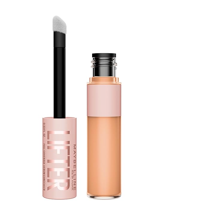 Maybelline Lifter Serum Concealer, Radiant Concealer with Full Coverage, Includes 2% Peptides + Caffeine to Hydrates & Brightens Under Eyes, 50, 1 Count