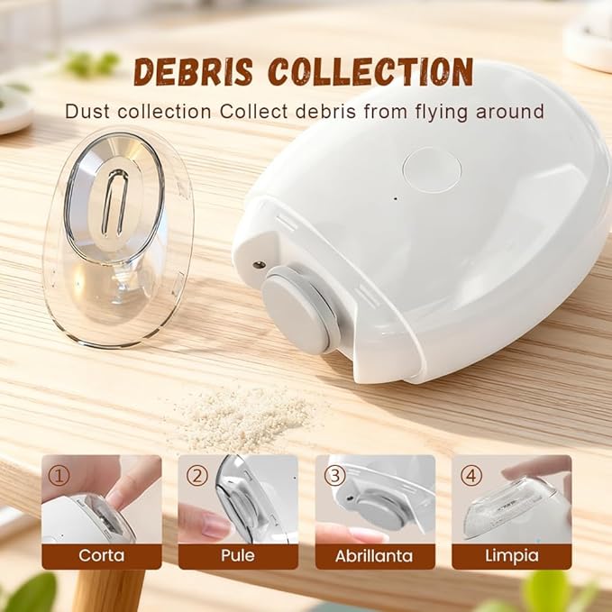 Universal Automatic Fingernail Grinder,2026 New Electric Nail Clipper, Electric Nail Clipper with LED Light and 3 Speed Settings for Safe Nail Care (White)