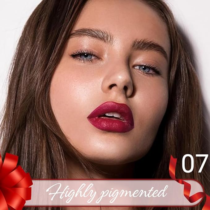 Purple Red Matte Lip Liner Crayon with Sharpener - Waterproof Smudgeproof Long-Wear Lip Pencil, Creamy Pigmented Lip Crayon for Women, 12HR Stay Silky Velvet Lip Liner 07#