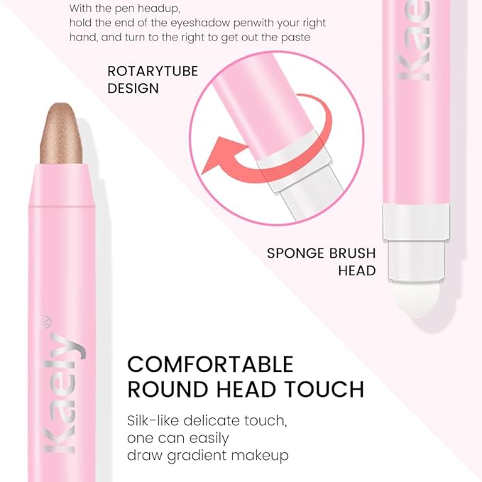 2in1 Shimmer Cream Eye Shadow Stick -Sand Shimmer, Eyeliner Pencil Eyeshadow Palette Makeup, Waterproof Long Lasting Brightener, Crease Proof & Smudge Resistant, Cream Eyeshadow with Built-in Smudger