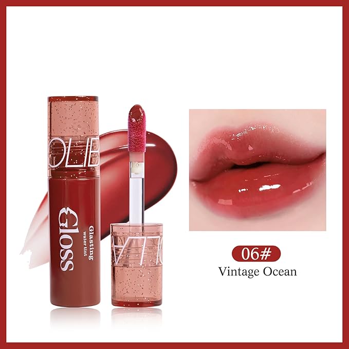 Mirror Flow Lip Gloss - Water Mirror Effect, High-Shine & Non-Sticky, Long Lasting Hydrating, Volumizing, Reduces Lip Lines, No Pigment Deposition, 6 Shades (0.12 fl.oz)