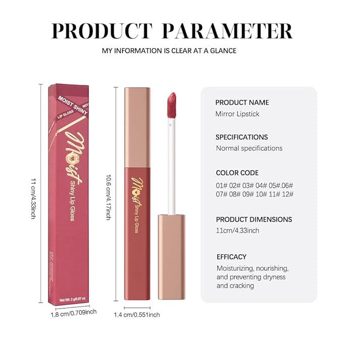 Lip Stain Hydrating High Shine – Lightweight Non-Sticky Glossy Lip Tint, Mirror Shine Moisturizing Lip Makeup for Plump & Full Lips, Long-Lasting Rich Color Lip Glaze, Soft Smooth Lip Gloss 08#