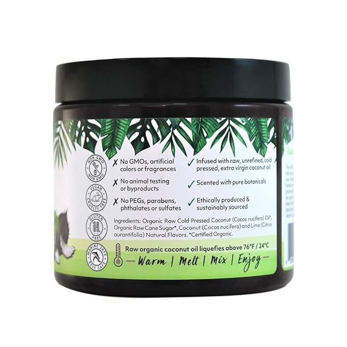 Organic Fiji Whole Body Scrub - Infused with Coconut Oil, Exfoliating Sugar Scrub for Smooth and Soft Skin, Exfoliates & Restores Skin's Natural Biosphere, Coconut Lime 20 oz