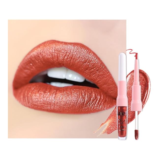 Kaely 2-in-1 Impassion Metallic Lipstick and Lip Liner Makeup, Shimmer Liquid Metallic Lipsticks for Women, Glitter Lip Gloss Stain Long Lasting Waterproof Smudge Proof 24 Hour, Cruelty-Free 22