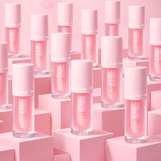Miss Lil USA Bloom Kiss Lip Oil, Nourishing Hydrating High-Shine Lip Oil Gloss, Lightweight Non-Sticky Formula for Soft Glossy Lips, Vegan & Cruelty-Free (Mia)