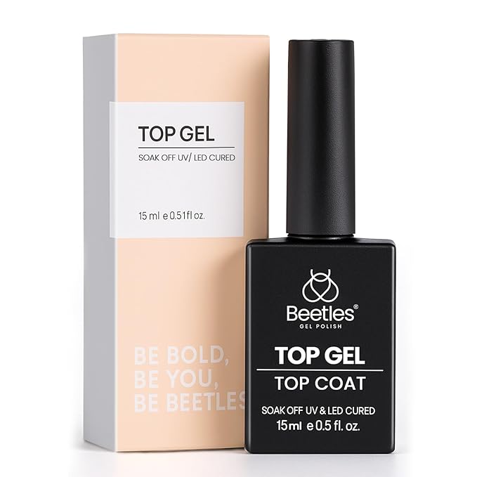 beetles Gel Polish 2Pcs 15ml No Wipe Top Coat High Gloss Shiny Long-Lasting Clear Gel Top Coat, Soak Off Nail Lamp Nail Gel, Home DIY Professional Manicure and Nail Salon