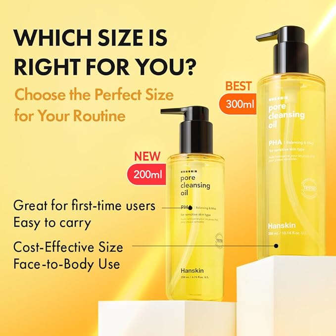 Hanskin Pore Cleansing Oil, Oil Cleanser for Face, Makeup Blackhead Remover, Korean Cleanser for Sensitive Skin (6.76 oz (Pack of 1))