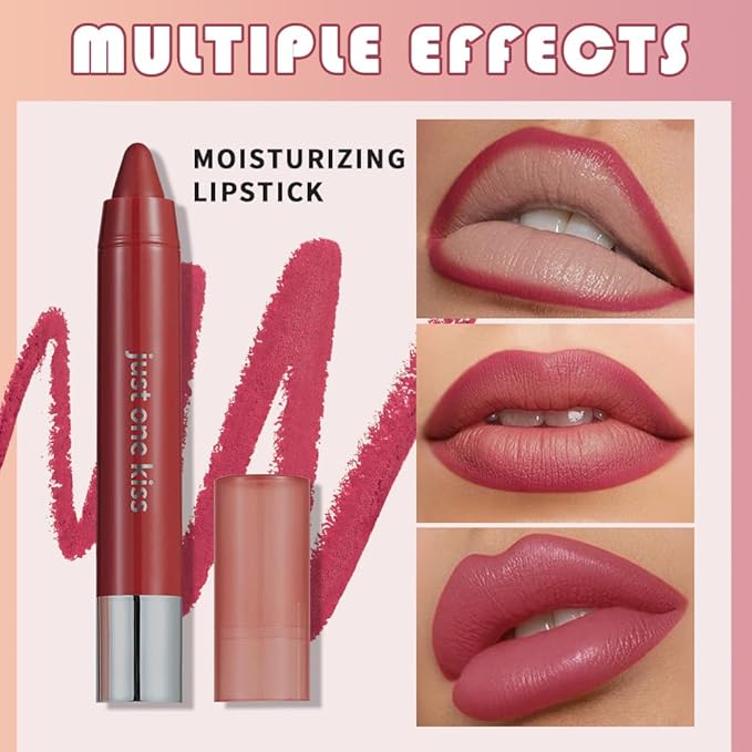 Ruby Red Hydrating Cream Lipstick Lip Crayon for Women, Moisturizing Lipstick Long-lasting Waterproof, Retractable Lips Crayon Liner for Ombre Shades, Tinted Lip Balm + Lips Color in One, 10
