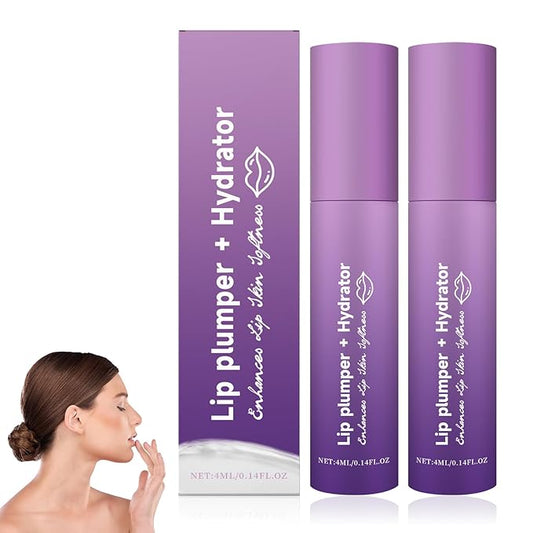 2PCS Lip Plumper, Hydrator Lip Balm, Volumizing Gloss with Anti-Aging Ingredients, High-Shine Moisturizer for Smooth, Plump Lips, Cooling & Non-Sticky Formula