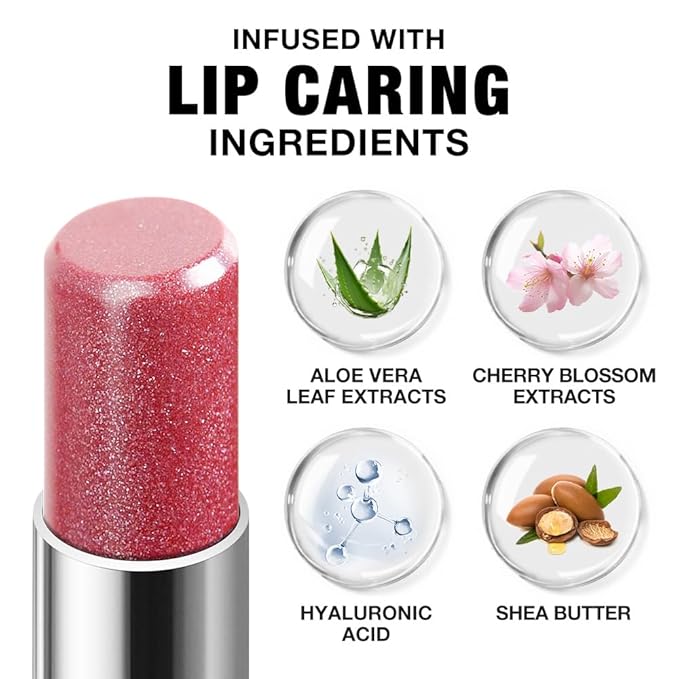 Nude Pink Shimmer Metallic Moisturizing Glow Plumping Lipstick Makeup, Lipstick with Metallic 3D Shine Lightweight Hydrating Formula, Glitter Lip Gloss Stain Long Lasting Waterproof (01#Nude Pink)