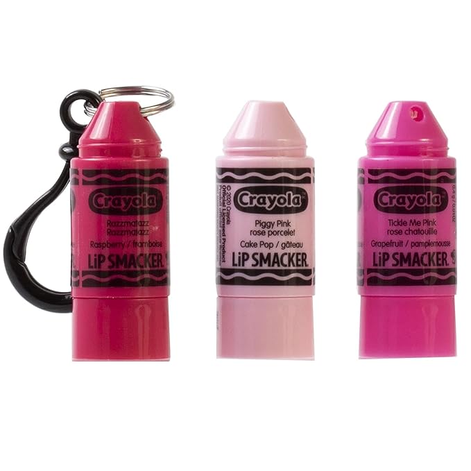 Lip Smacker Crayola Crayon Stackable Flavored Clear Balm Pink - Moisturizing, Soothing (Pack of 2)